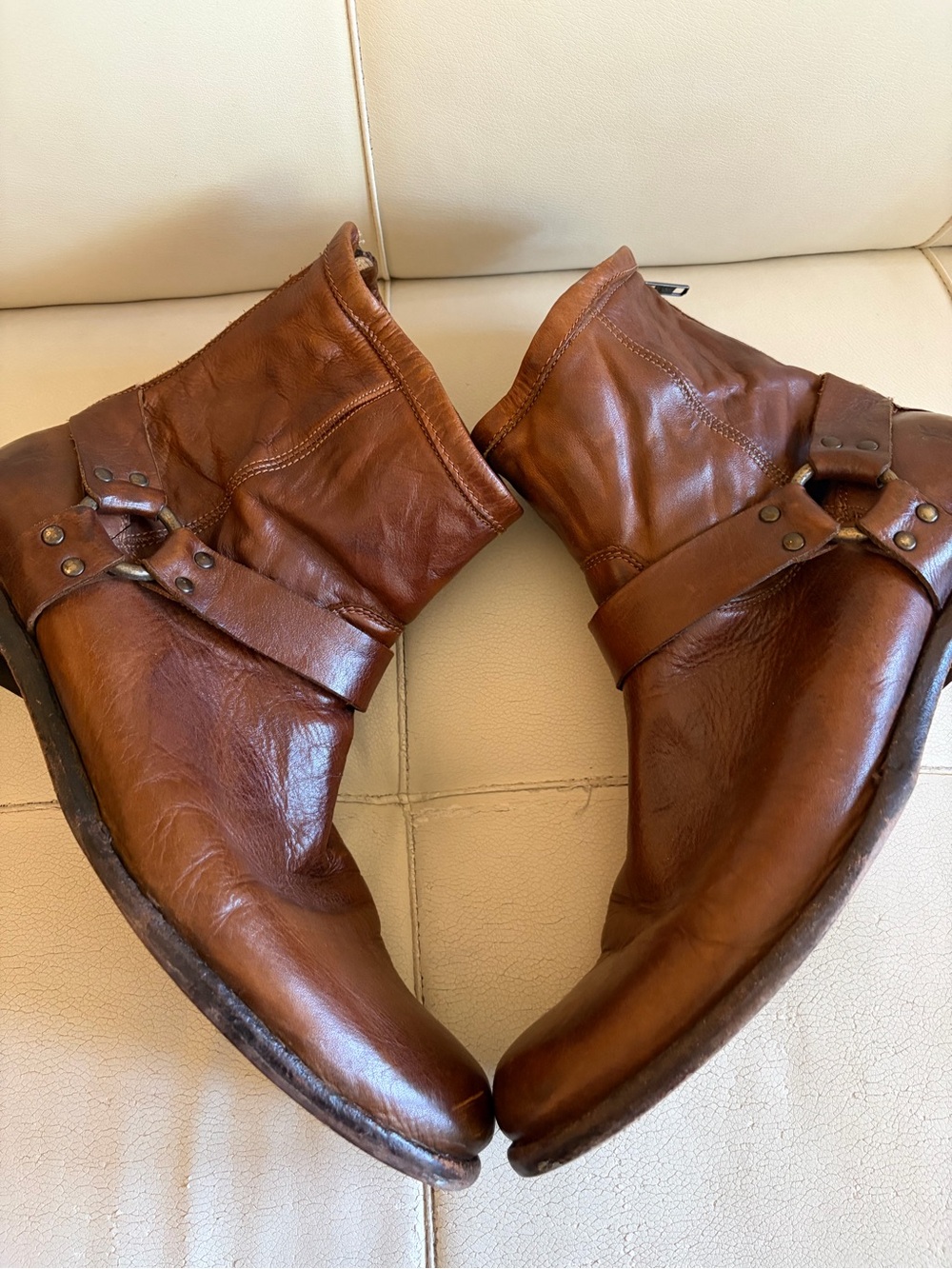 Frye Men's Cognac Leather Harness Boots